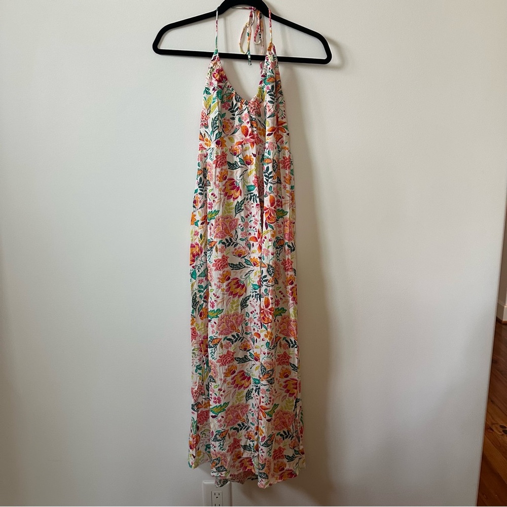 Old Navy Floral Halter Maxi Dress  (Smocked Back)